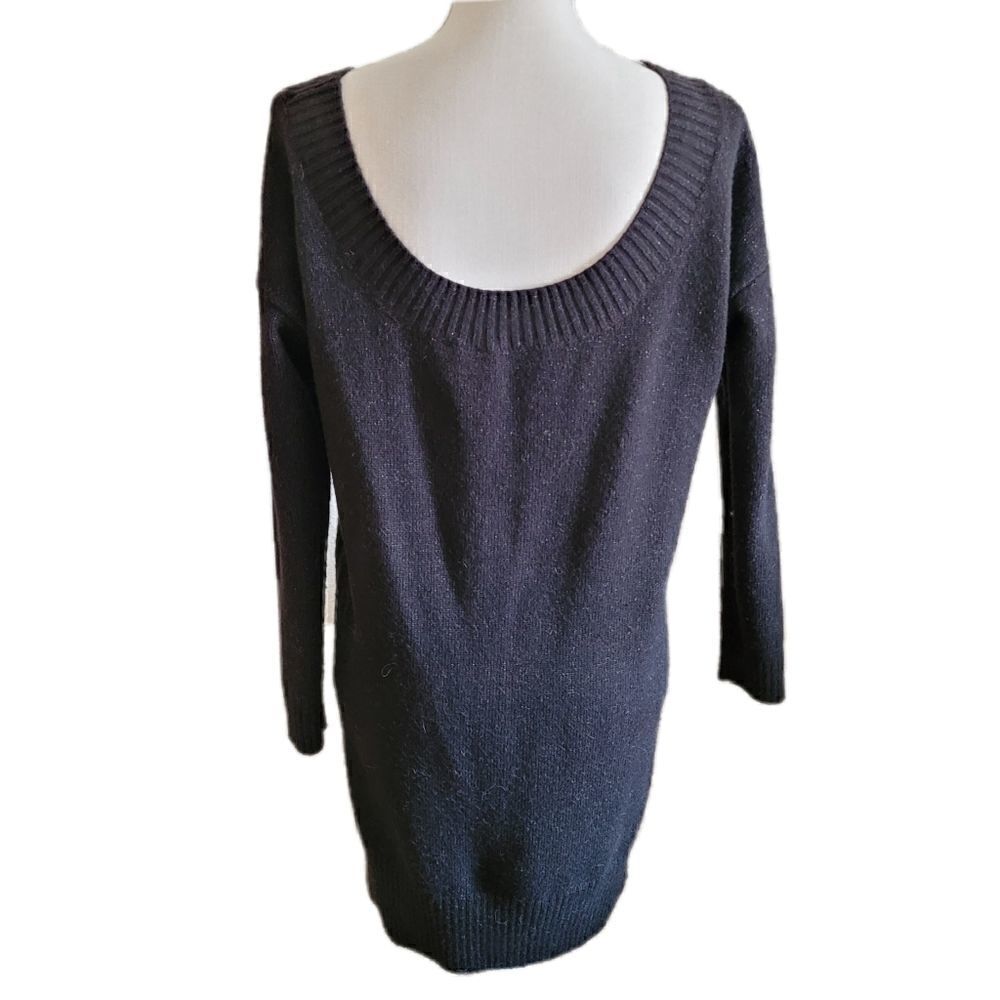 Exaggerated Scooped back wool shimmer sweater